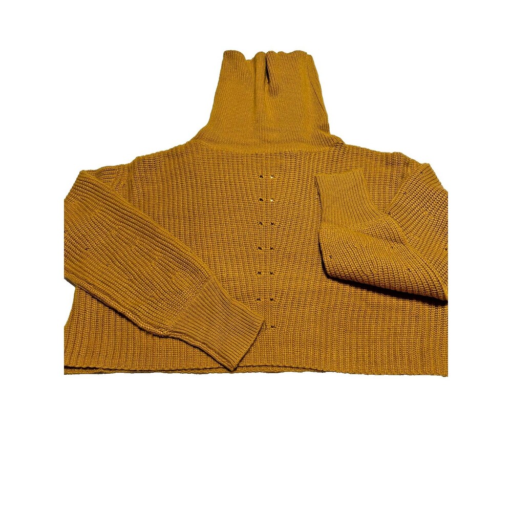OLIVACEOUS Mustard Crop Turtleneck Sweater Blended Wool Angora